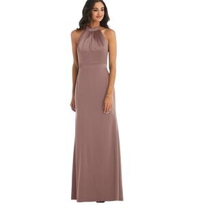 After Six Sienna Brown High Neck Halter Open-Back Evening Gown Plus 20 NWT